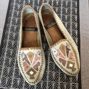 Bellini Cream Leather Mosaic Southwest Flats 8